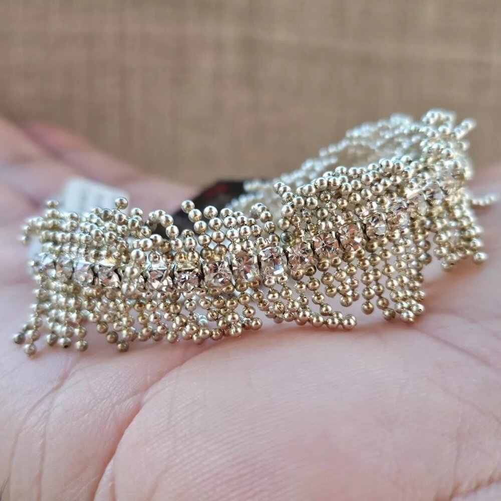 Vieste Women Bracelet Silver tone Stretched Genuine Austrian Crystal NWT